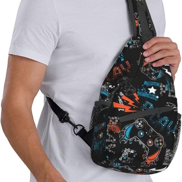 Men's Polyester Sling Backpack Lightweight Travel Crossbody Daypack - Picture 3 of 8